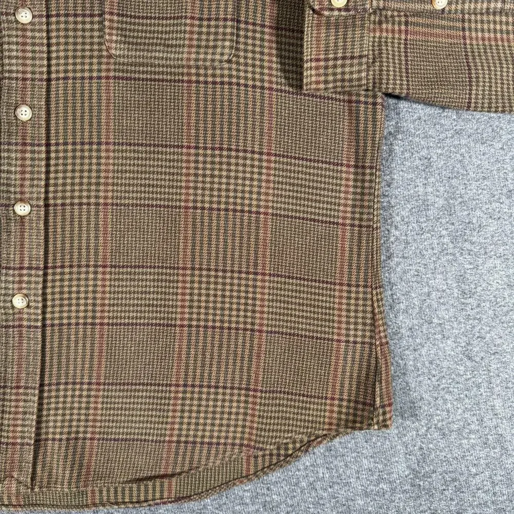 Polo Ralph Lauren Hunting Shirt Mens XXL Brown Plaid Flannel Suede Houndstooth